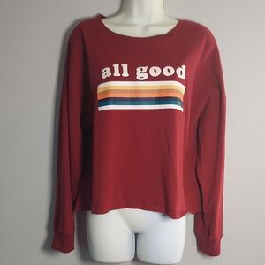 Burgandy 'All Good' Graphic Crop Tshirt